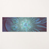 抽象芸術モダントレンディーブルーフラワーフラワーフラクタルアート ヨガマット (正面(横))