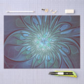 抽象芸術モダントレンディーブルーフラワーフラワーフラクタルアート 薄葉紙 (クラフト)