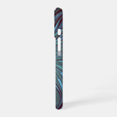 抽象芸術モダントレンディーブルーフラワーフラワーフラクタルアート iPhone 16ケース (左側面)