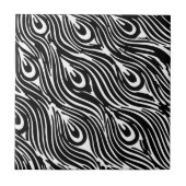 抽象芸術モダントレンディー羽白黒プリント タイル (正面)