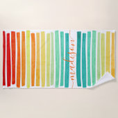 抽象芸術モダントロピカルカラーブラシストローク名 ビーチタオル (正面)