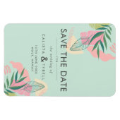 抽象芸術モダントロピカルネオミント&ピンクザ救ー マグネット (横)