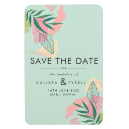 抽象芸術モダントロピカルネオミント&ピンクザ救ー マグネット