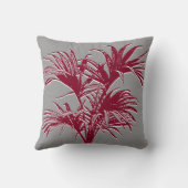 抽象芸術モダントロピカルパームツリーズブルゴーニュグレイ クッション (裏面)