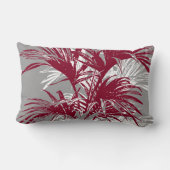 抽象芸術モダントロピカルパームツリーズブルゴーニュグレイ ランバークッション (裏面)