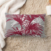抽象芸術モダントロピカルパームツリーズブルゴーニュグレイ ランバークッション (ブランケット)