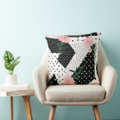 抽象芸術モダンドットとピンク色の花 クッション (椅子)