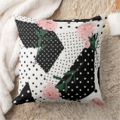 抽象芸術モダンドットとピンク色の花 クッション (ブランケット)