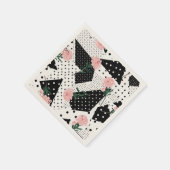 抽象芸術モダンドットとピンク色の花 スタンダードカクテルナプキン (角)