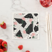 抽象芸術モダンドットとピンク色の花 スタンダードカクテルナプキン (インサイチュ)