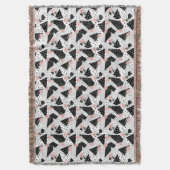 抽象芸術モダンドットとピンク色の花 スローブランケット (正面縦)