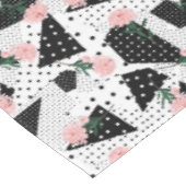 抽象芸術モダンドットとピンク色の花 テーブルクロス (アングル)