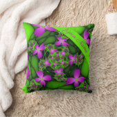 抽象芸術モダンネオンピンク緑の花名 クッション (ブランケット)