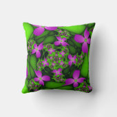 抽象芸術モダンネオンピンク緑の花名 クッション (裏面)