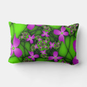 抽象芸術モダンネオンピンク緑の花名 ランバークッション (裏面)