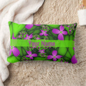 抽象芸術モダンネオンピンク緑の花名 ランバークッション (ブランケット)