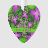 抽象芸術モダンネオンピンク緑フラクタル花 オーナメント (正面)