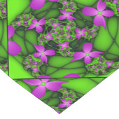 抽象芸術モダンネオンピンク緑フラクタル花 ショートテーブルランナー (コーナー)