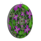 抽象芸術モダンネオンピンク緑フラクタル花 ダーツボード (正面左)