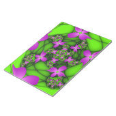 抽象芸術モダンネオンピンク緑フラクタル花 ノートパッド (アングル)