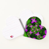 抽象芸術モダンネオンピンク緑フラクタル花 ノートブック (内部)