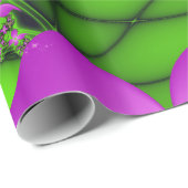 抽象芸術モダンネオンピンク緑フラクタル花 ラッピングペーパー (ロールコーナー)