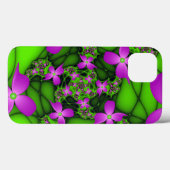 抽象芸術モダンネオンピンク緑フラクタル花 Case-Mate iPhoneケース (裏面 (横))