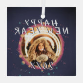 抽象芸術モダンハッピーニューイヤー2023写真 ガラスオーナメント (裏面)