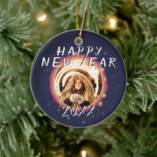 抽象芸術モダンハッピーニューイヤー2023写真 セラミックオーナメント (ツリー)