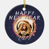抽象芸術モダンハッピーニューイヤー2023写真 セラミックオーナメント (正面)