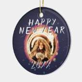 抽象芸術モダンハッピーニューイヤー2023写真 セラミックオーナメント (左)