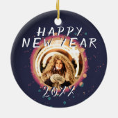 抽象芸術モダンハッピーニューイヤー2023写真 セラミックオーナメント (裏面)