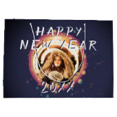 抽象芸術モダンハッピーニューイヤー2023写真 ラージペーパーバッグ (裏面)