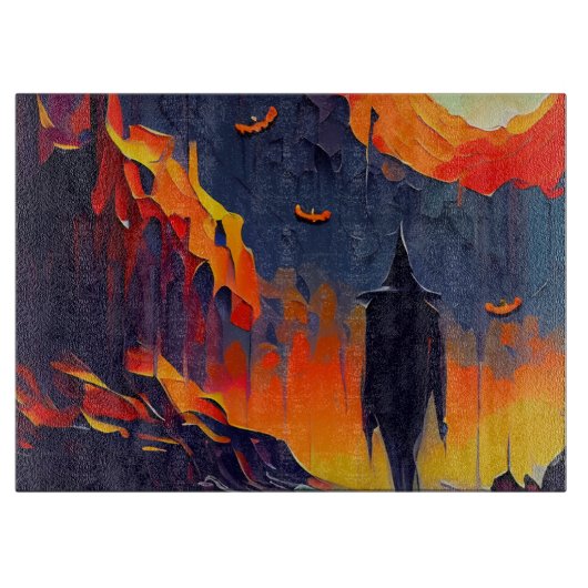 抽象芸術モダンハロウィーンの夜 カッティングボード (正面)