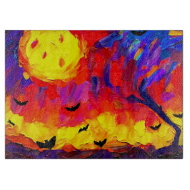 抽象芸術モダンハロウィーンの夜 カッティングボード