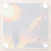 抽象芸術モダンハロウィーンの夜 ガラスコースター (裏面)