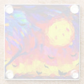 抽象芸術モダンハロウィーンの夜 ガラスコースター (裏面)