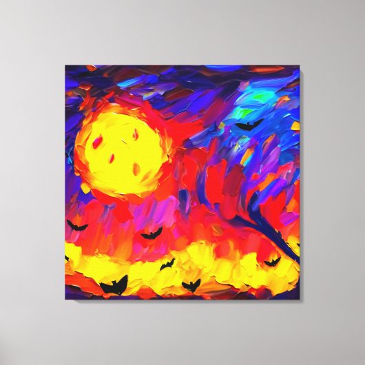 抽象芸術モダンハロウィーンの夜 キャンバスプリント (正面)