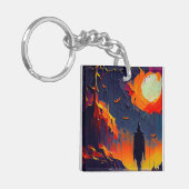 抽象芸術モダンハロウィーンの夜 キーホルダー (正面左)