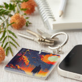 抽象芸術モダンハロウィーンの夜 キーホルダー (正面右)