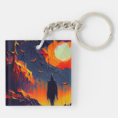 抽象芸術モダンハロウィーンの夜 キーホルダー (裏面)