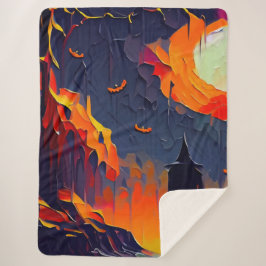 抽象芸術モダンハロウィーンの夜 シェルパブランケット