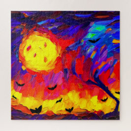 抽象芸術モダンハロウィーンの夜 ジグソーパズル