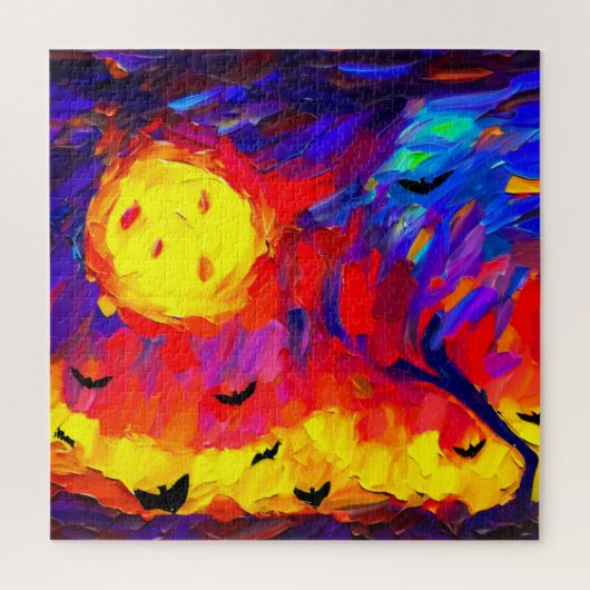 抽象芸術モダンハロウィーンの夜 ジグソーパズル (縦)