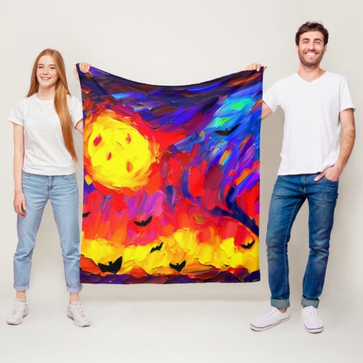 抽象芸術モダンハロウィーンの夜 フリースブランケット (インサイチュ)