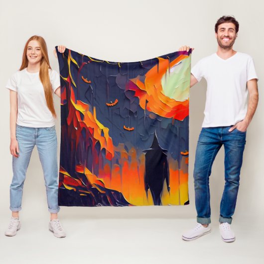 抽象芸術モダンハロウィーンの夜 フリースブランケット (インサイチュ)