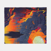 抽象芸術モダンハロウィーンの夜 フリースブランケット (正面(横))