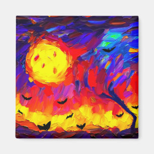 抽象芸術モダンハロウィーンの夜 マグネット