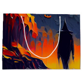 抽象芸術モダンハロウィーンの夜 ラージペーパーバッグ (裏面)