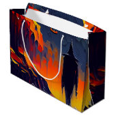 抽象芸術モダンハロウィーンの夜 ラージペーパーバッグ (裏面アングル)